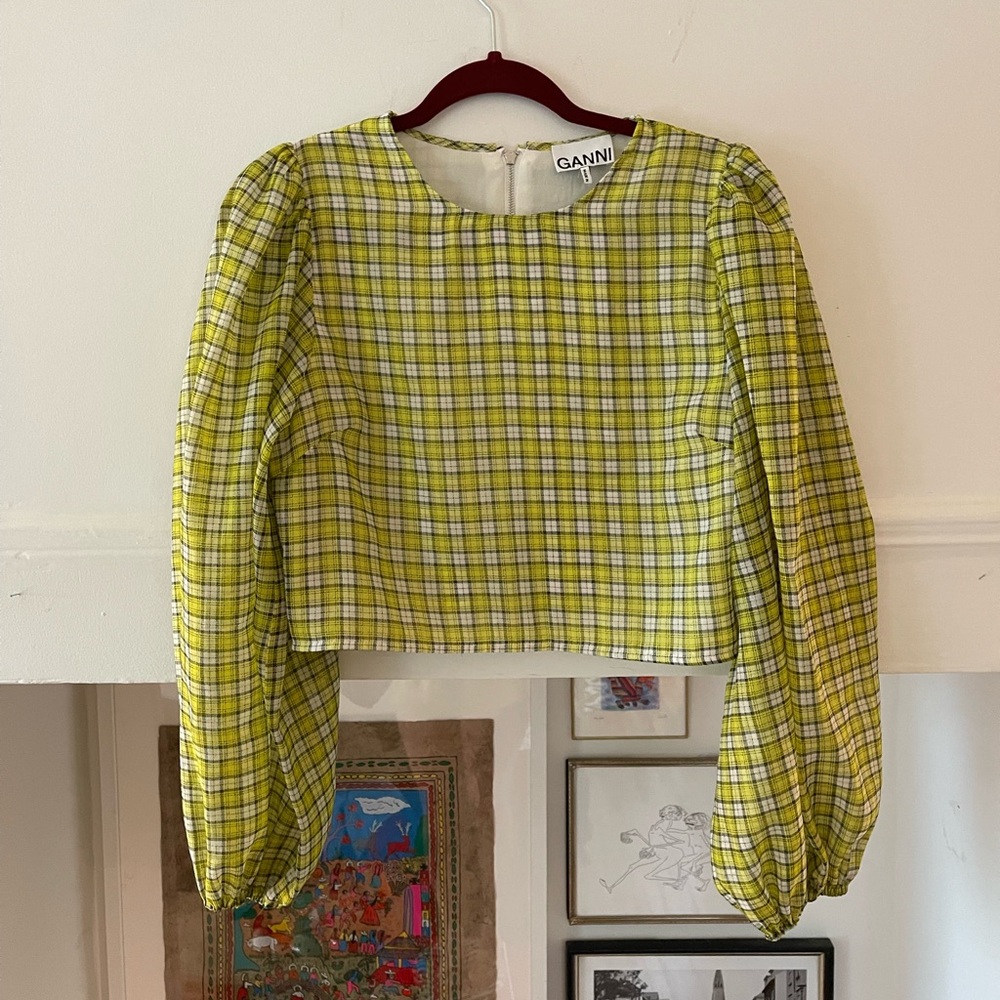 GANNI puff sleeve blouse